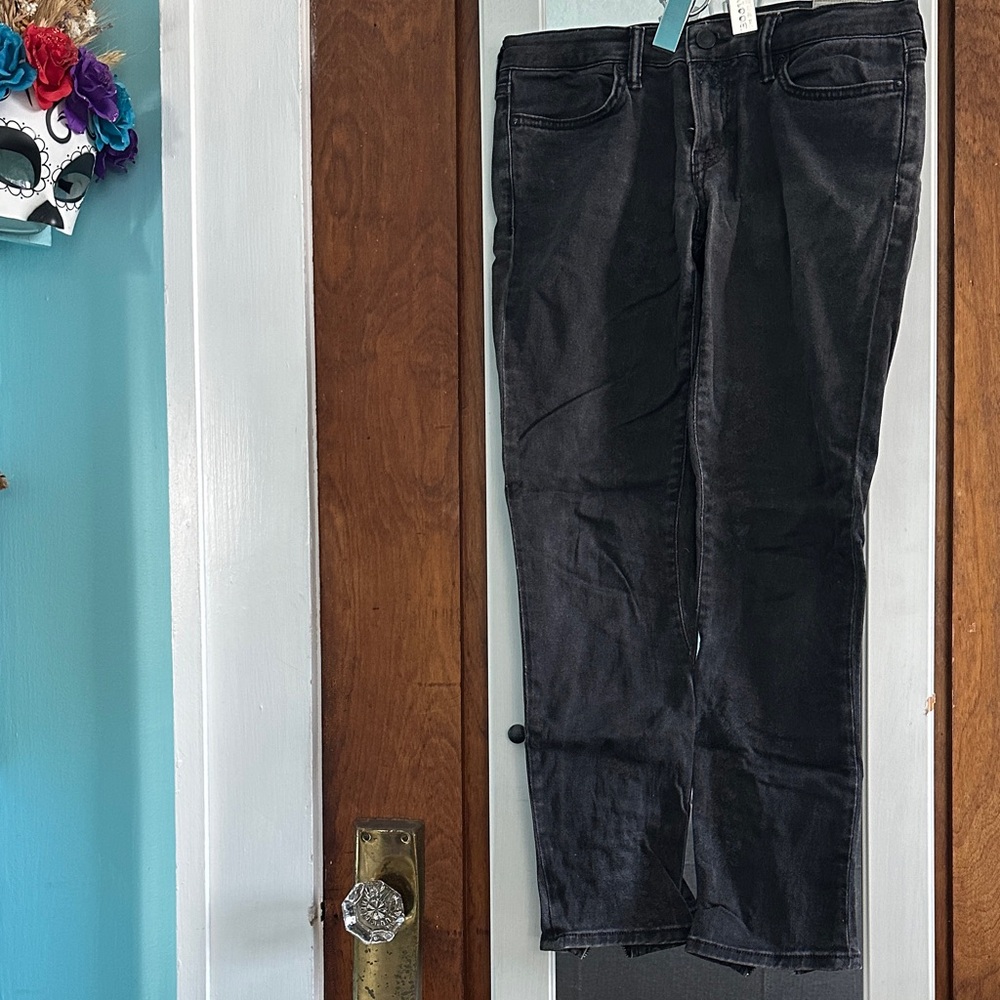 Allsaints Black Patterned Brodie Jeans with Zipper Accents